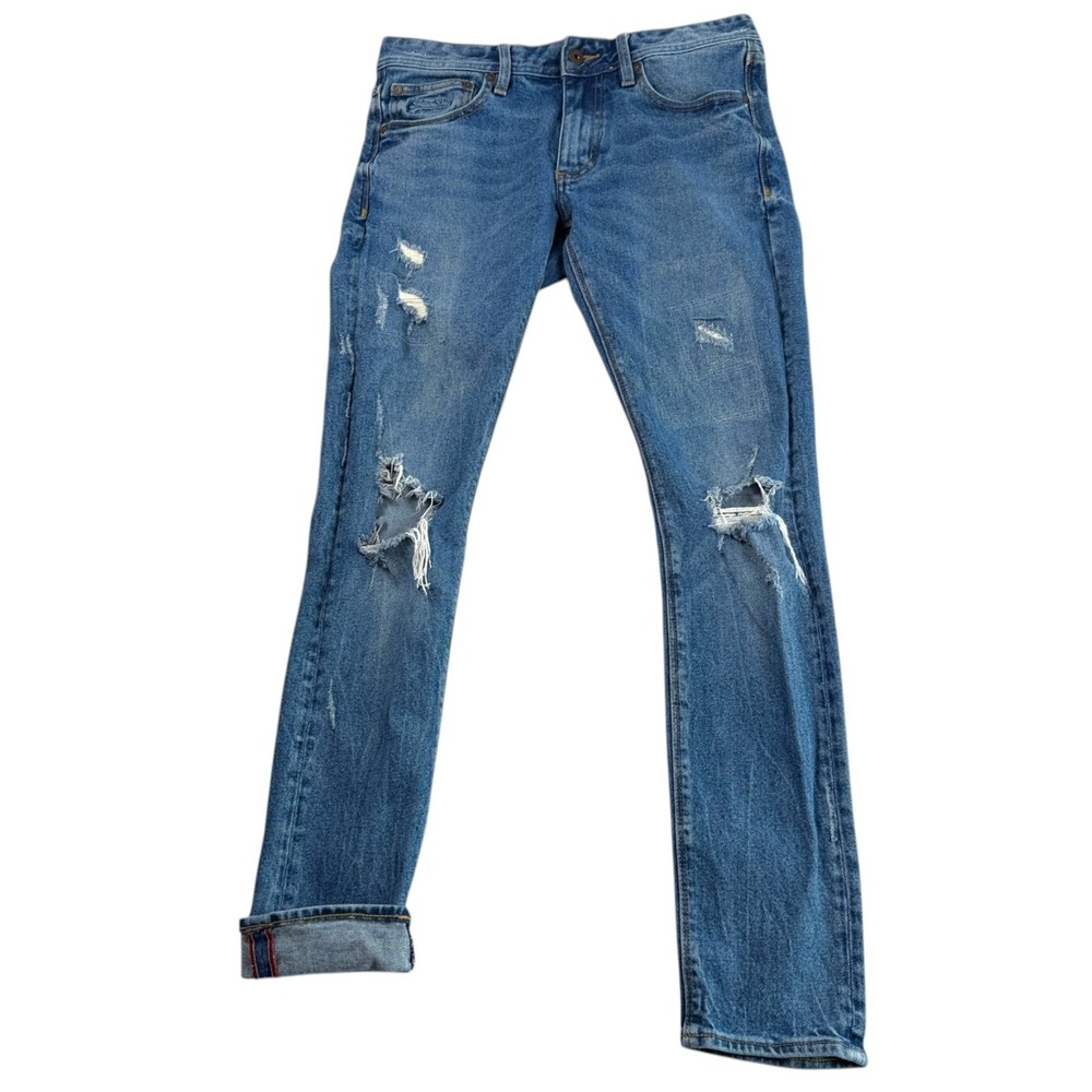Superdry Mens Japanese Selvedge Jeans 32x32 Distressed Skinny Denim - Picture 2 of 16